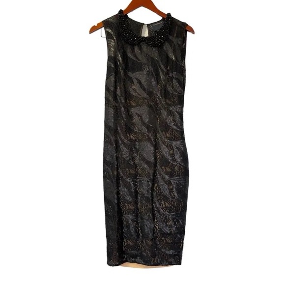 Class by Roberto Cavalli Sequined Beaded Collar dress sz 10 - Picture 4 of 8